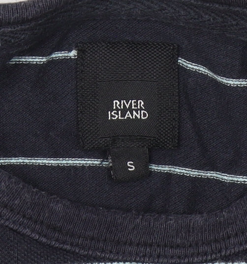 River Island Men's Black Striped Short Sleeve T-Shirt S