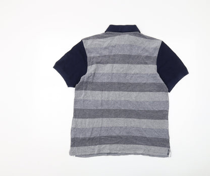 McKenzie Men's Grey Striped Polo, Size M, Cotton