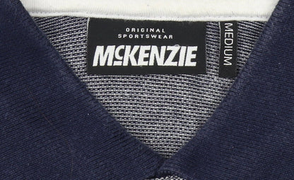 McKenzie Men's Grey Striped Polo, Size M, Cotton