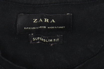 Zara Men's Black Super Slim Crew Neck T-Shirt S