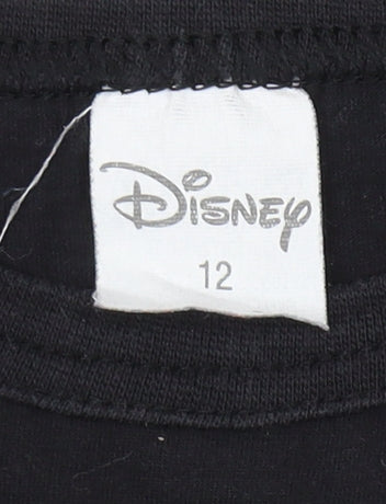 Womens UK Size 12 Disney Black Basic T-Shirt