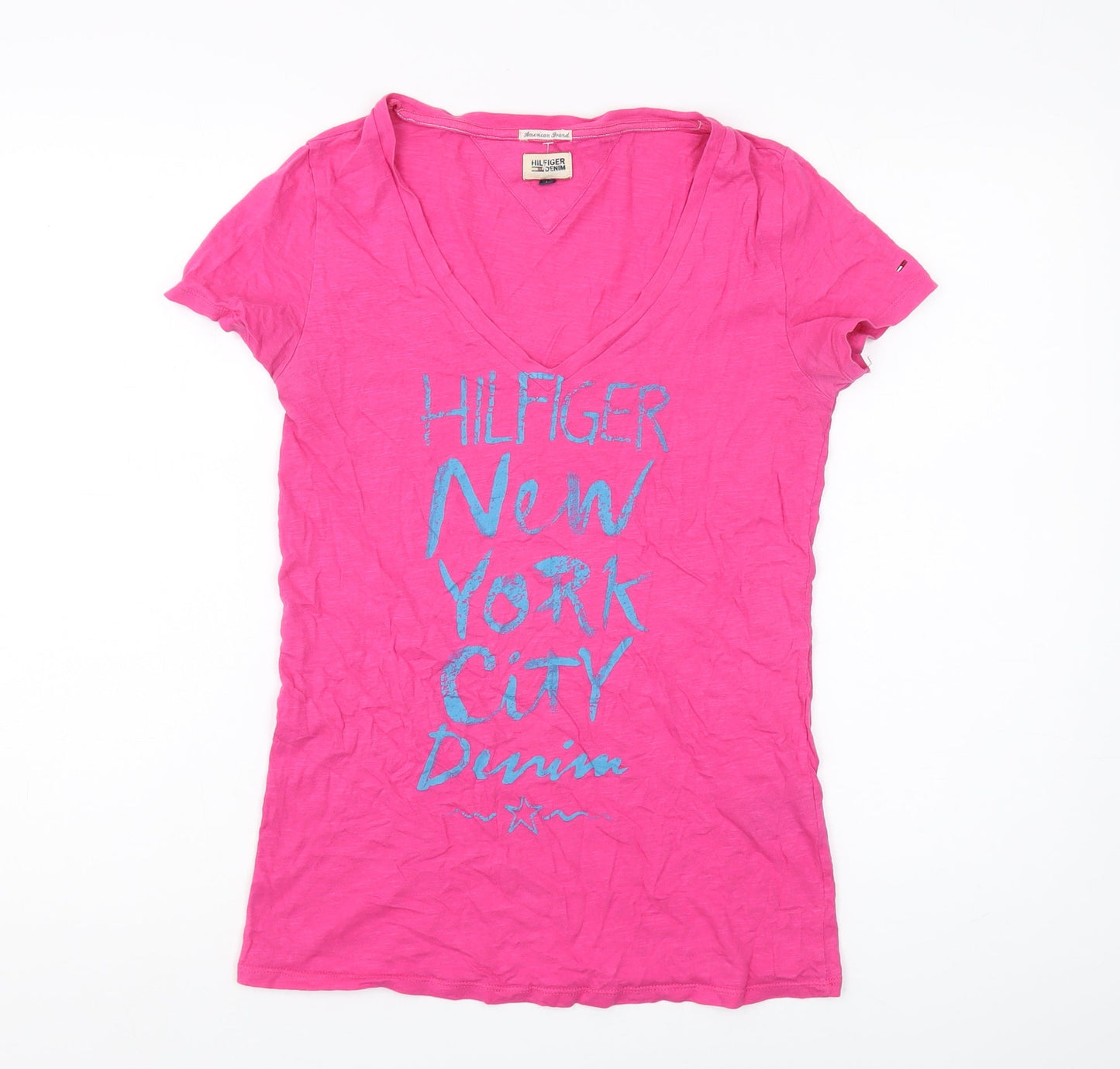 Womens UK Size M Hilfiger Denim Pink Jersey T-Shirt