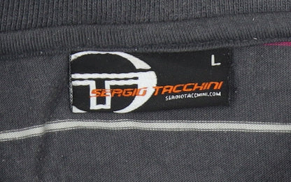 Sergio Tacchini Men's Grey Striped Polo Shirt L