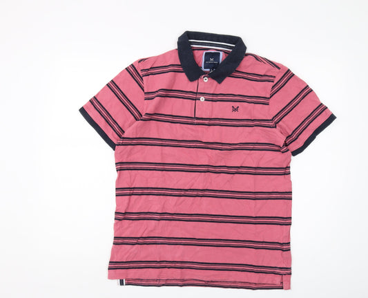 Crew Clothing Men's Red Striped Polo Shirt L Casual