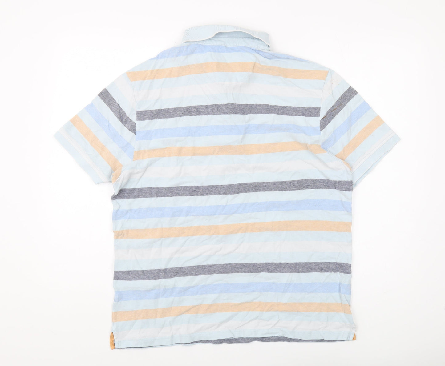 Men's Multicoloured Striped Polo Shirt - L