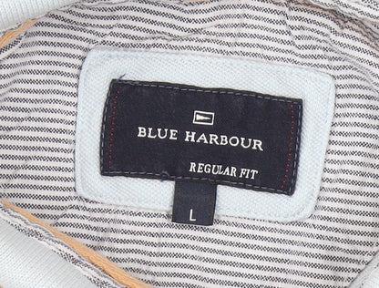 Men's Multicoloured Striped Polo Shirt - L