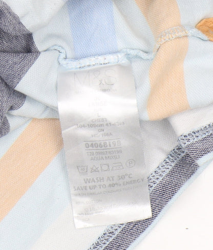 Men's Multicoloured Striped Polo Shirt - L