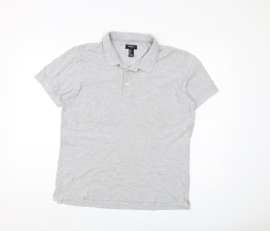 Forever 21 Men's Grey Polo Shirt L Short Sleeve