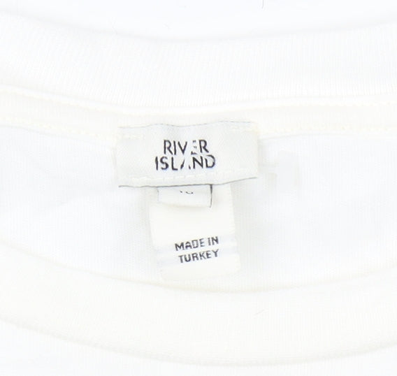 Womens UK Size S River Island White Basic T-Shirt