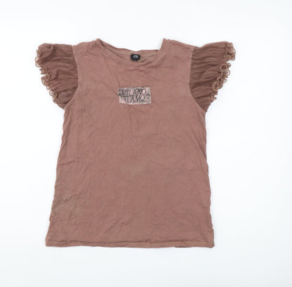 Womens UK Size 10 River Island Brown Jersey T-Shirt