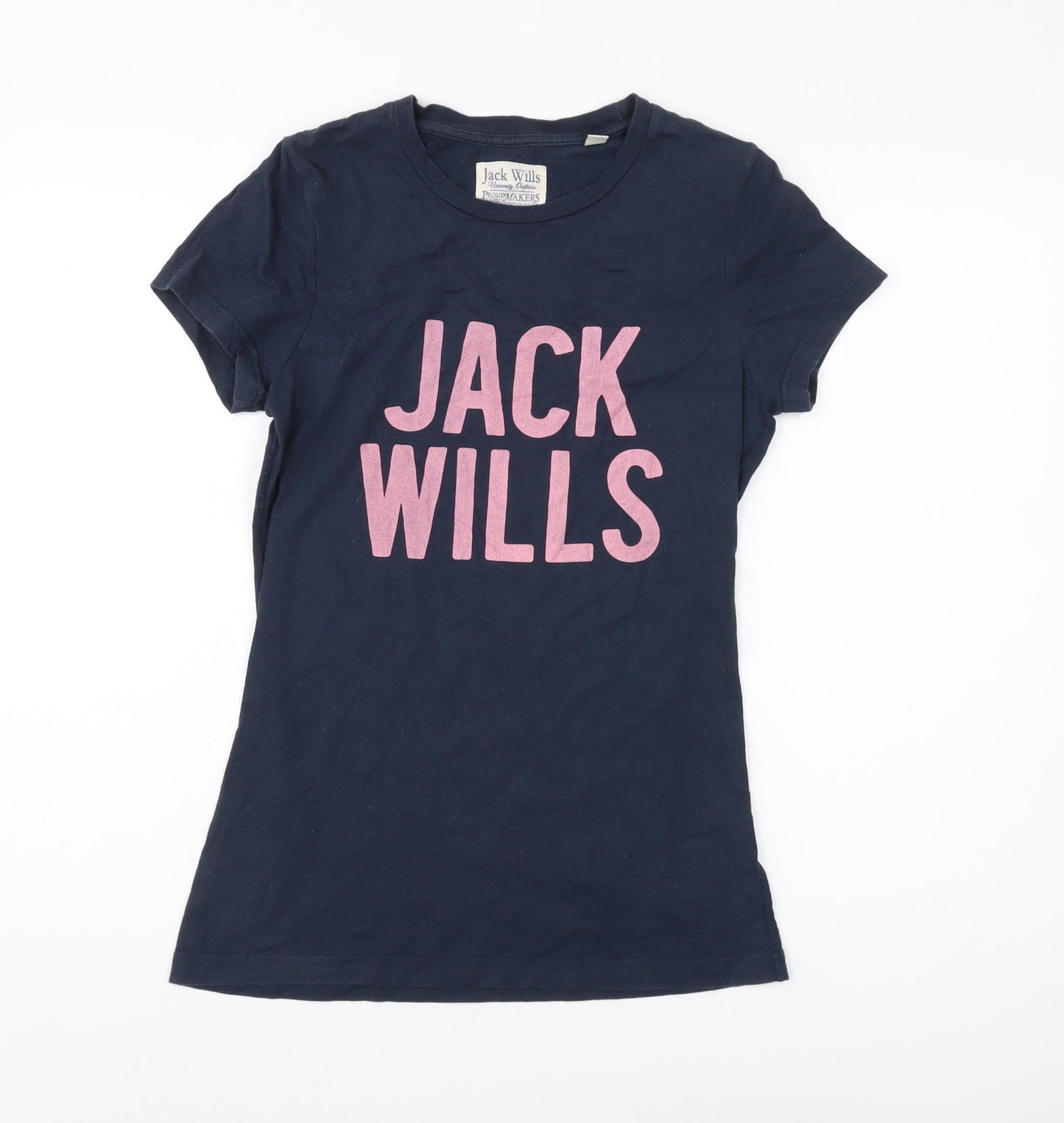 Jack Wills Women's Blue Cotton Crew Neck T-Shirt, Size 10