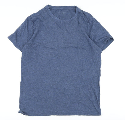 Men's Blue Cotton T-Shirt, L, Short Sleeve, Classic