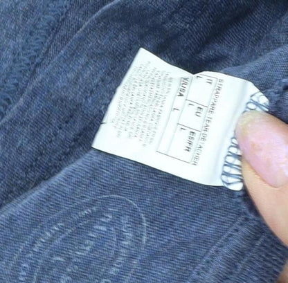 Men's Blue Cotton T-Shirt, L, Short Sleeve, Classic