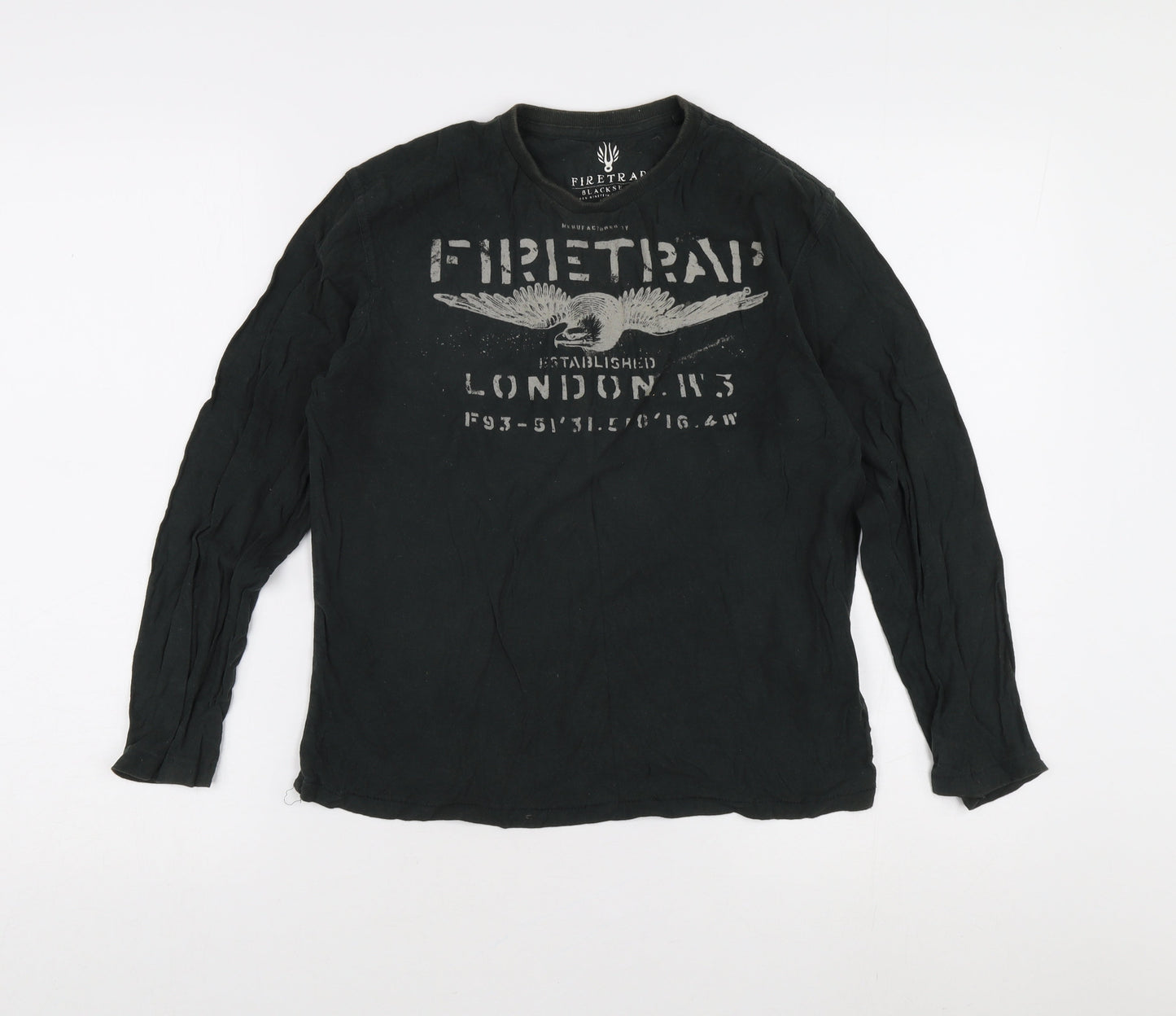 Firetrap Boys Black Long Sleeve Logo T-Shirt 13 Years