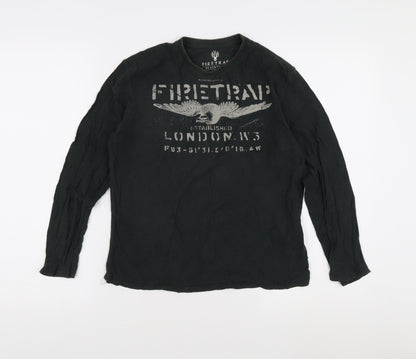 Firetrap Boys Black Long Sleeve Logo T-Shirt 13 Years