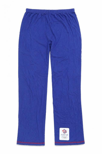 Front view of boys’ blue team gb straight trousers 11-12 years