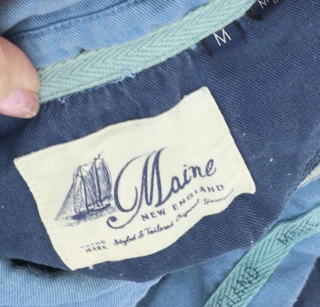 Maine New England Men's Blue Striped Polo, M