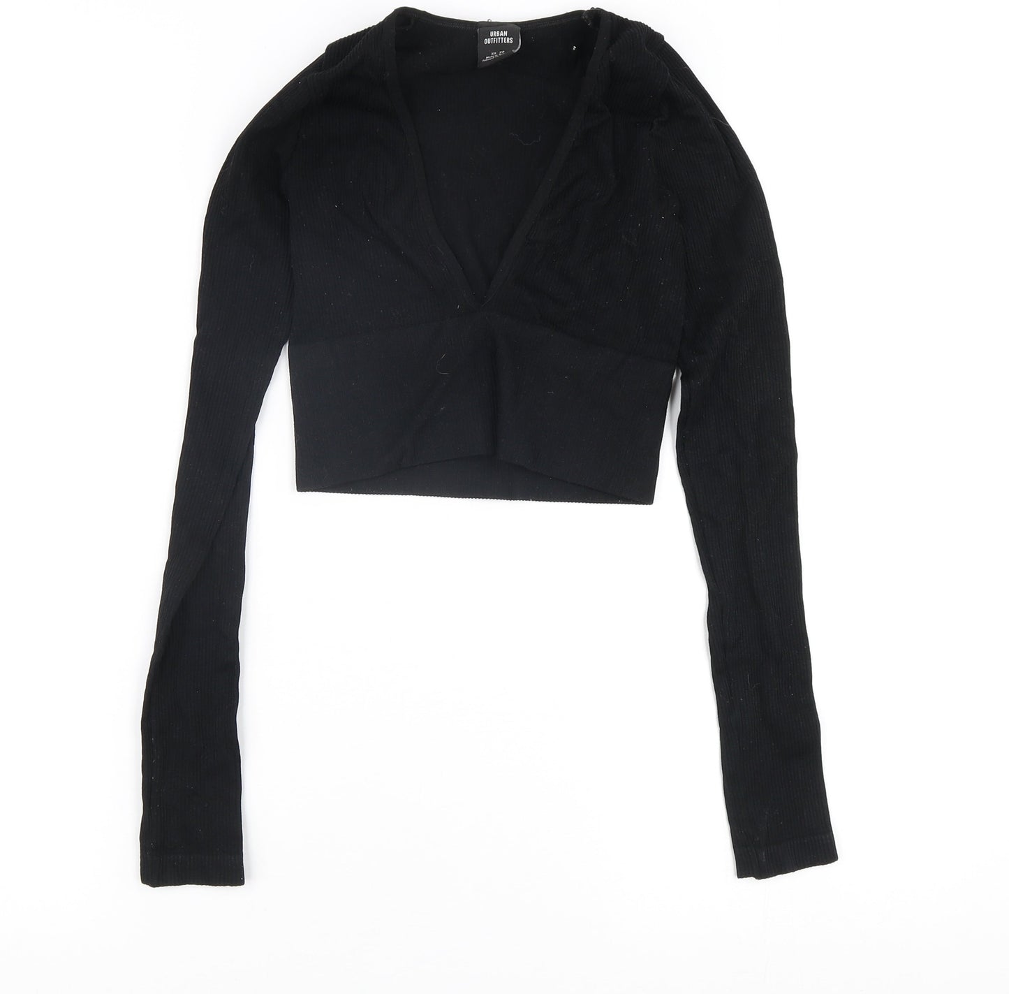 Womens UK Size XS Urban Outfitters Black Cropped Blouse