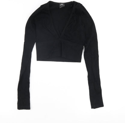Womens UK Size XS Urban Outfitters Black Cropped Blouse
