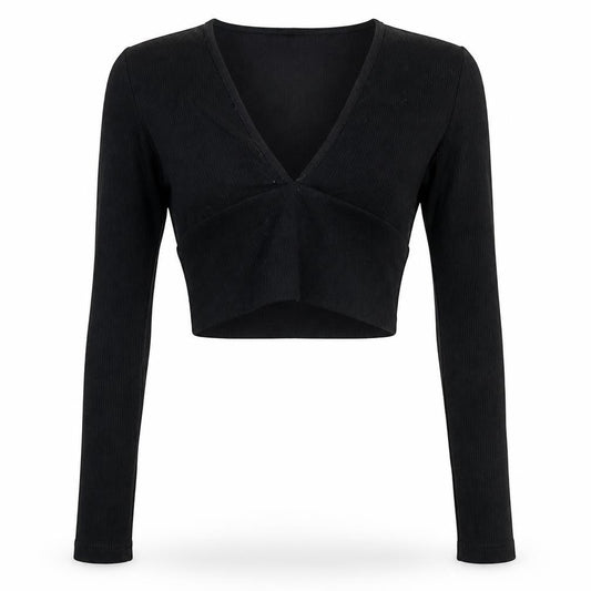 Womens UK Size XS Urban Outfitters Black Cropped Blouse