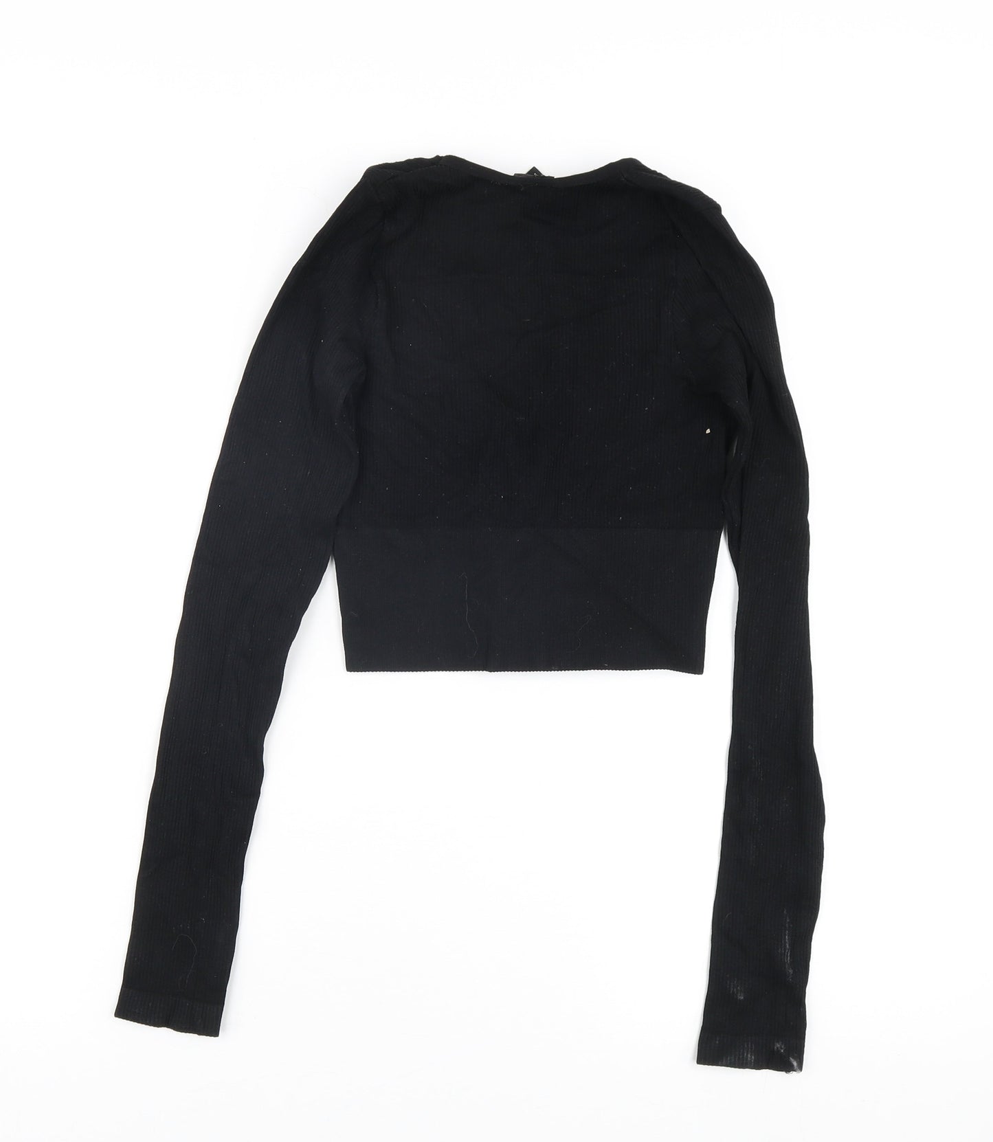 Womens UK Size XS Urban Outfitters Black Cropped Blouse