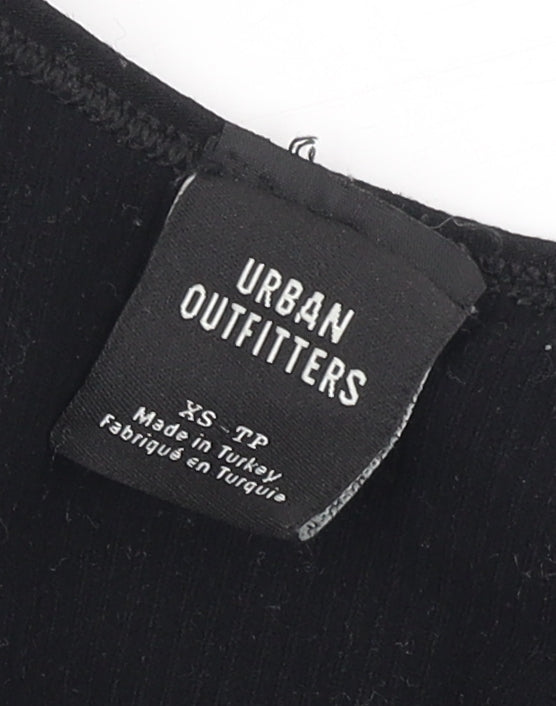 Womens UK Size XS Urban Outfitters Black Cropped Blouse