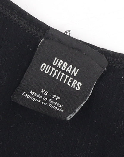 Womens UK Size XS Urban Outfitters Black Cropped Blouse