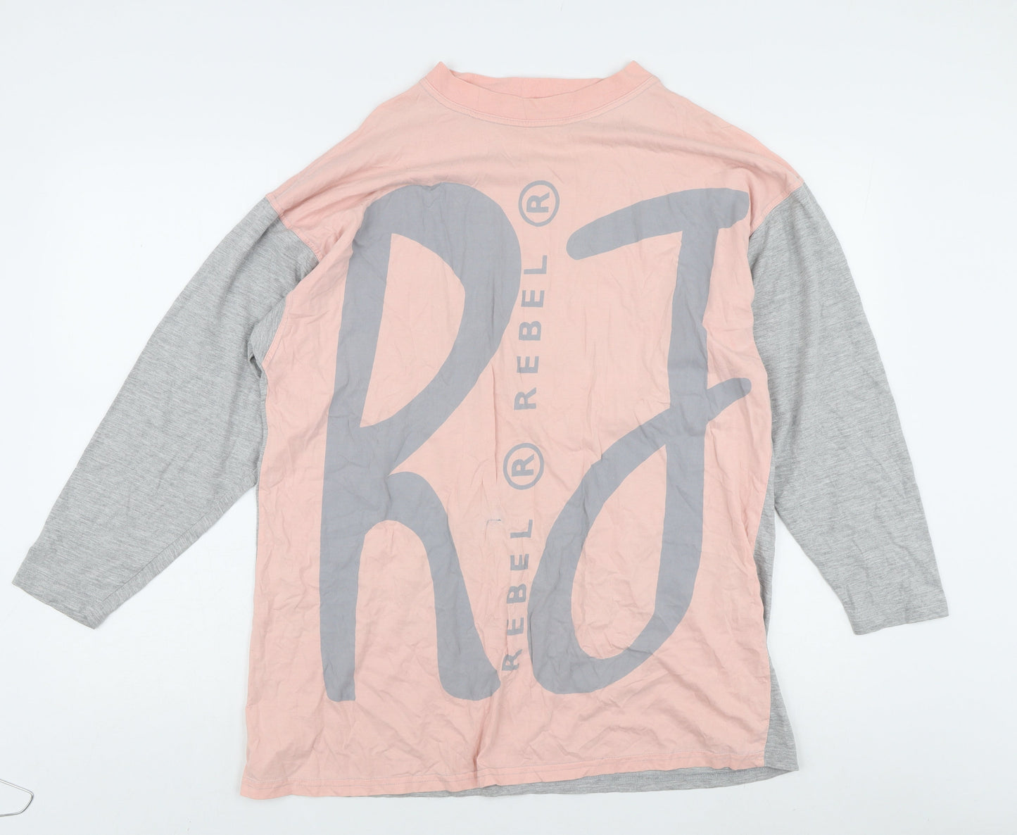 Rebel Long Sleeve Pink Grey Women's T-Shirt