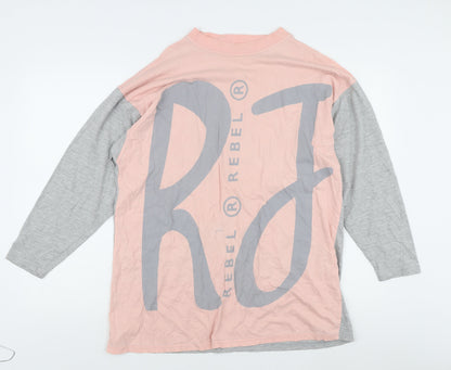Rebel Long Sleeve Pink Grey Women's T-Shirt