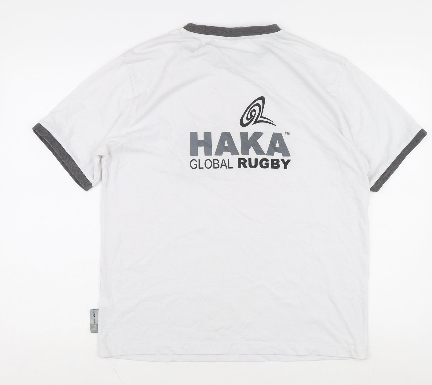 Haka Men's White Graphic Print T-Shirt, Size M