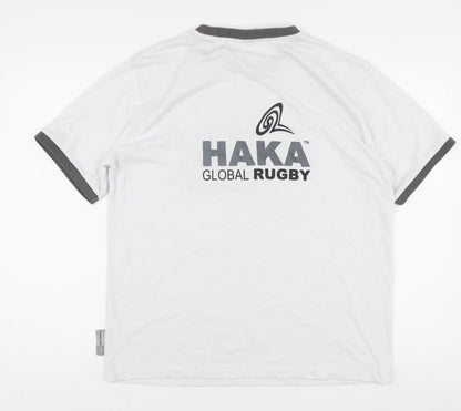 Haka Men's White Graphic Print T-Shirt, Size M