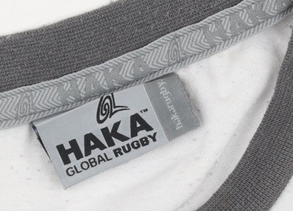 Haka Men's White Graphic Print T-Shirt, Size M