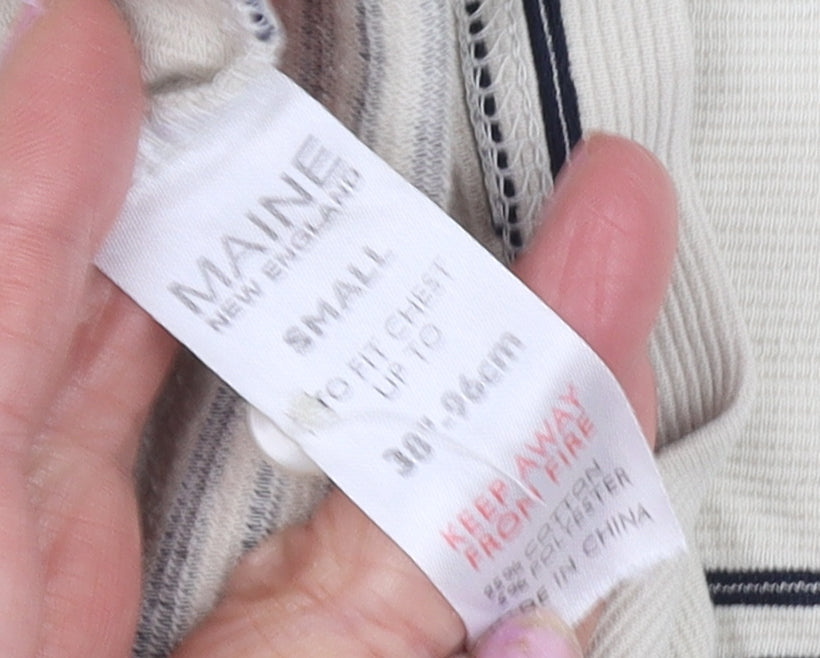 Maine Men’s Beige Striped Polo Shirt S Casual Summer