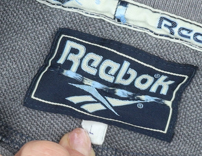 Reebok Men's Grey L Polo Shirt - Casual Solid Logo