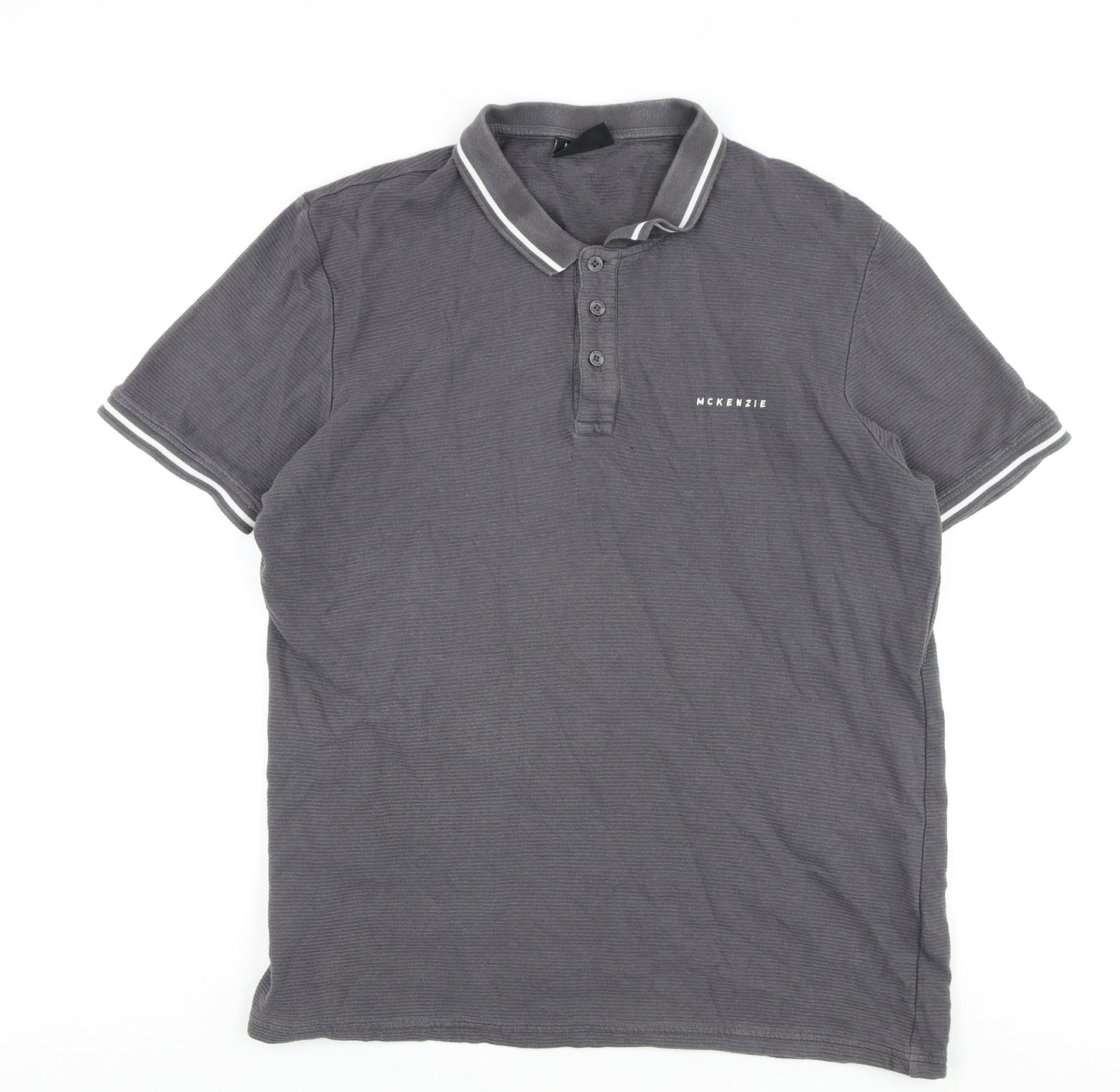 McKenzie Men's Grey Polo Shirt L Short Sleeve Logo