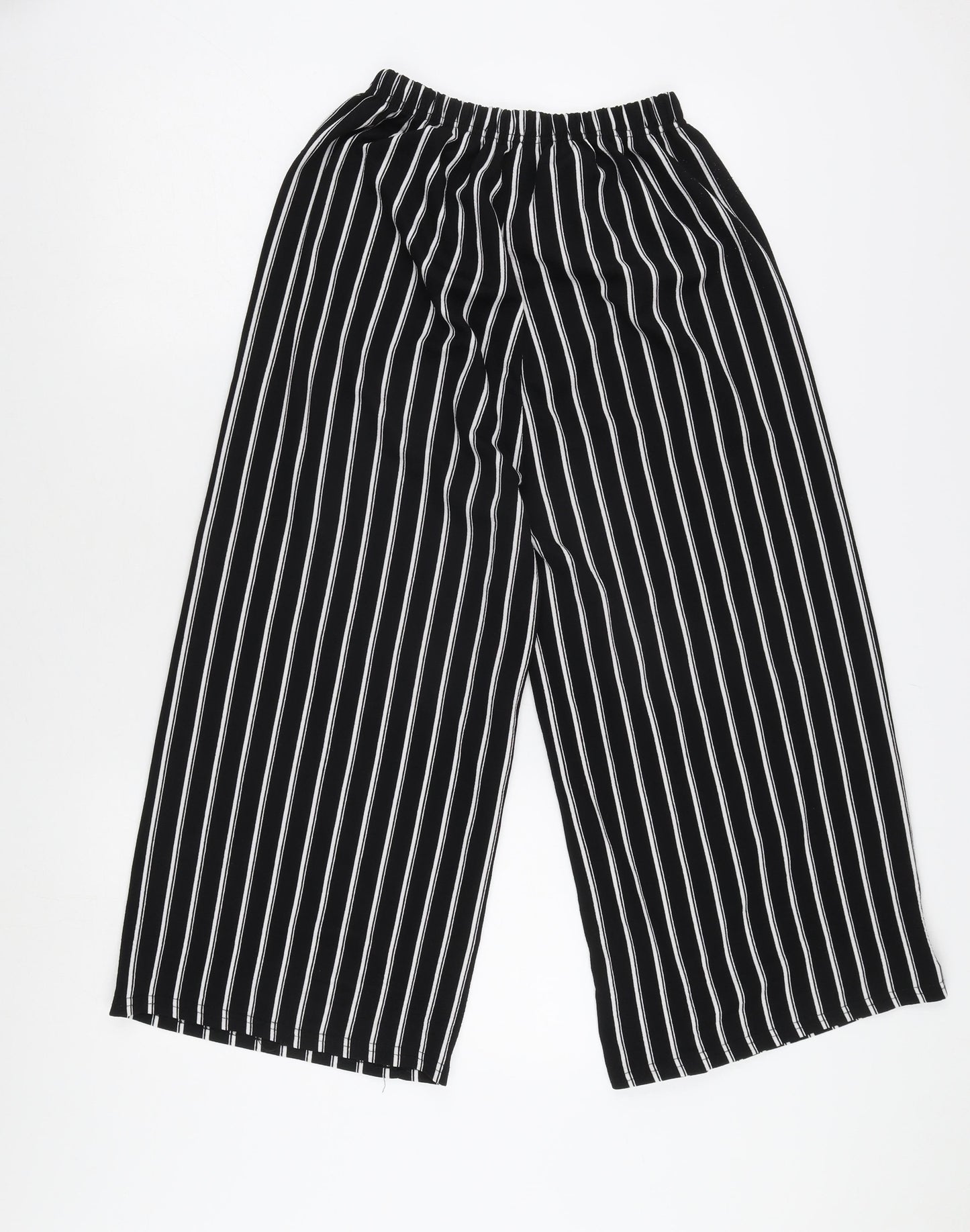 Apricot Women's Black Striped Wide-Leg Trousers, Size 8