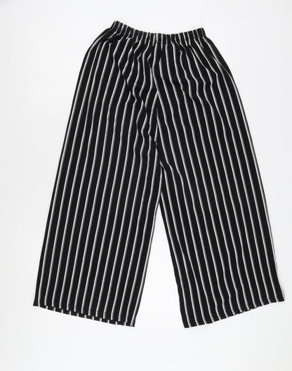 Apricot Women's Black Striped Wide-Leg Trousers, Size 8
