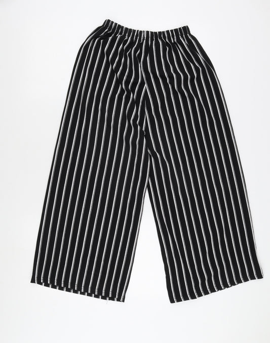 Apricot Women's Black Striped Wide-Leg Trousers, Size 8