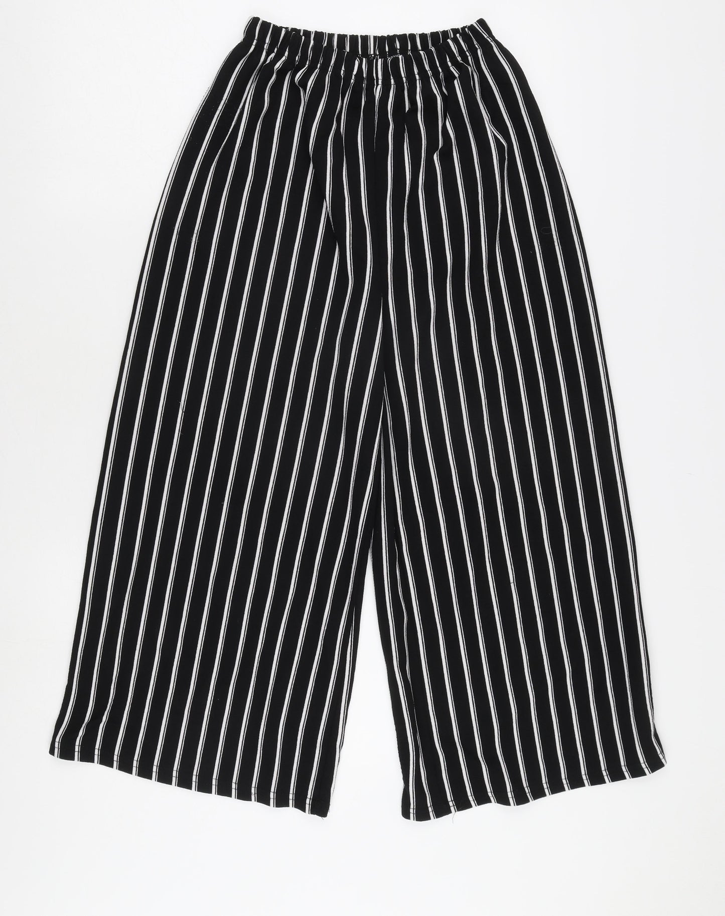 Apricot Women's Black Striped Wide-Leg Trousers, Size 8