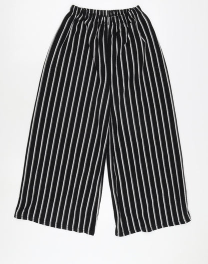 Apricot Women's Black Striped Wide-Leg Trousers, Size 8