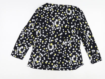 Precis Petite Women's Black Floral Wrap Blouse M