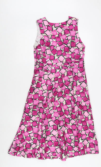 Minuet Women’s Pink Geometric A-Line Dress, Size 8