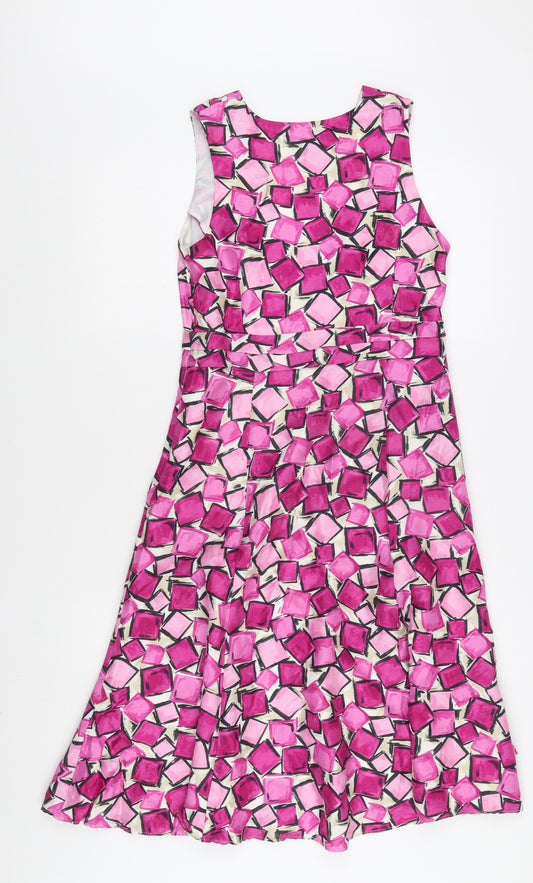 Minuet Women’s Pink Geometric A-Line Dress, Size 8