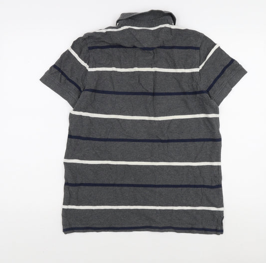 Tommy Hilfiger Men's Grey Striped Slim Fit Polo S