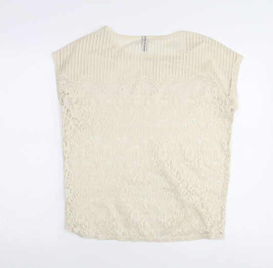 Womens UK Size S VERO MODA Beige Lace Blouse