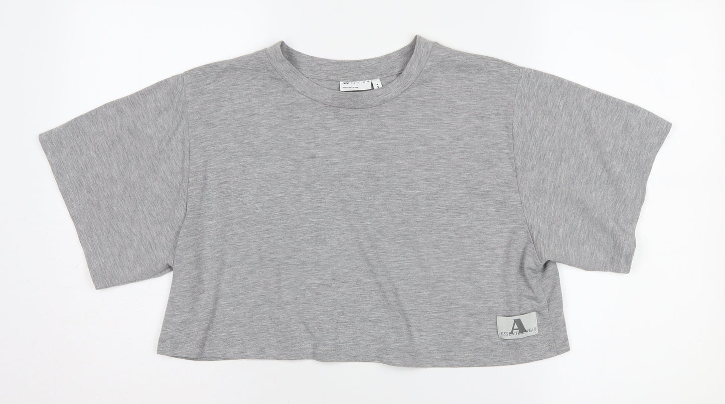 Womens UK Size 8 ASOS DESIGN Grey Cropped T-Shirt