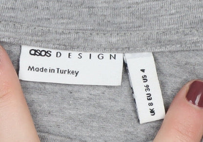 Womens UK Size 8 ASOS DESIGN Grey Cropped T-Shirt