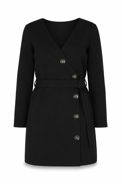 boohoo Women's Black Wrap Dress, Size 6, Long Sleeve