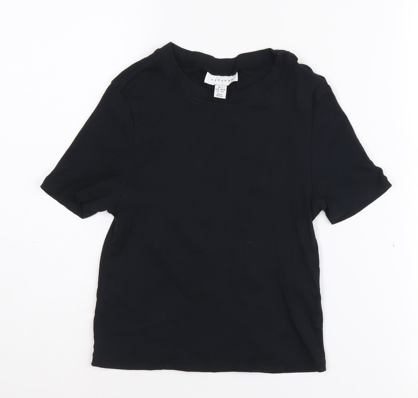 Womens UK Size S Topshop Black Basic T-Shirt