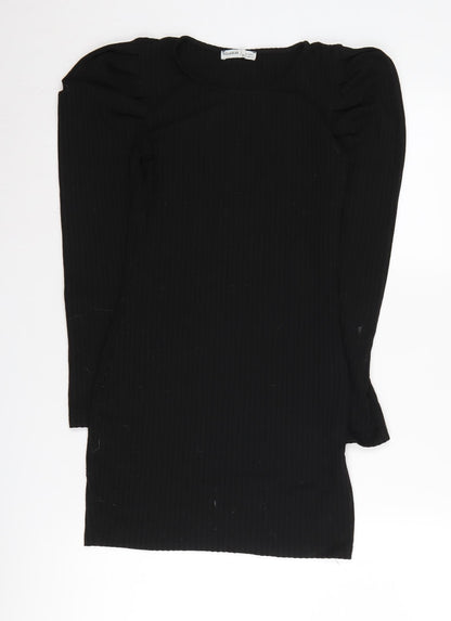 Pull&Bear Women's Black Bodycon Dress, Long Sleeve, Size S